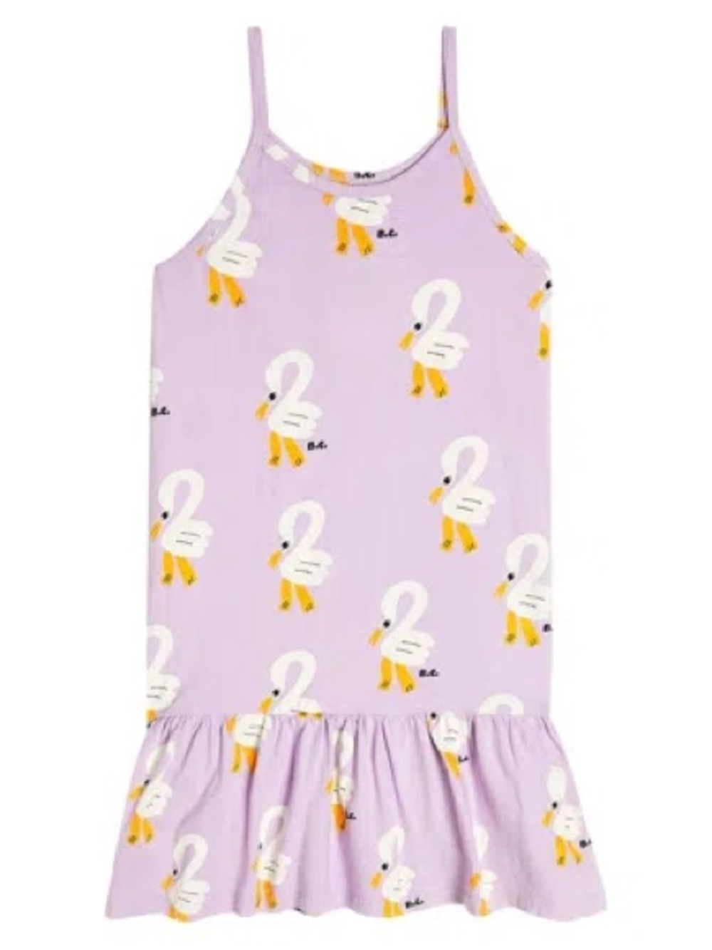 Bobo Choses Pelican Organic Cotton Ruffle Strap Dress Size 10-11 Lavender